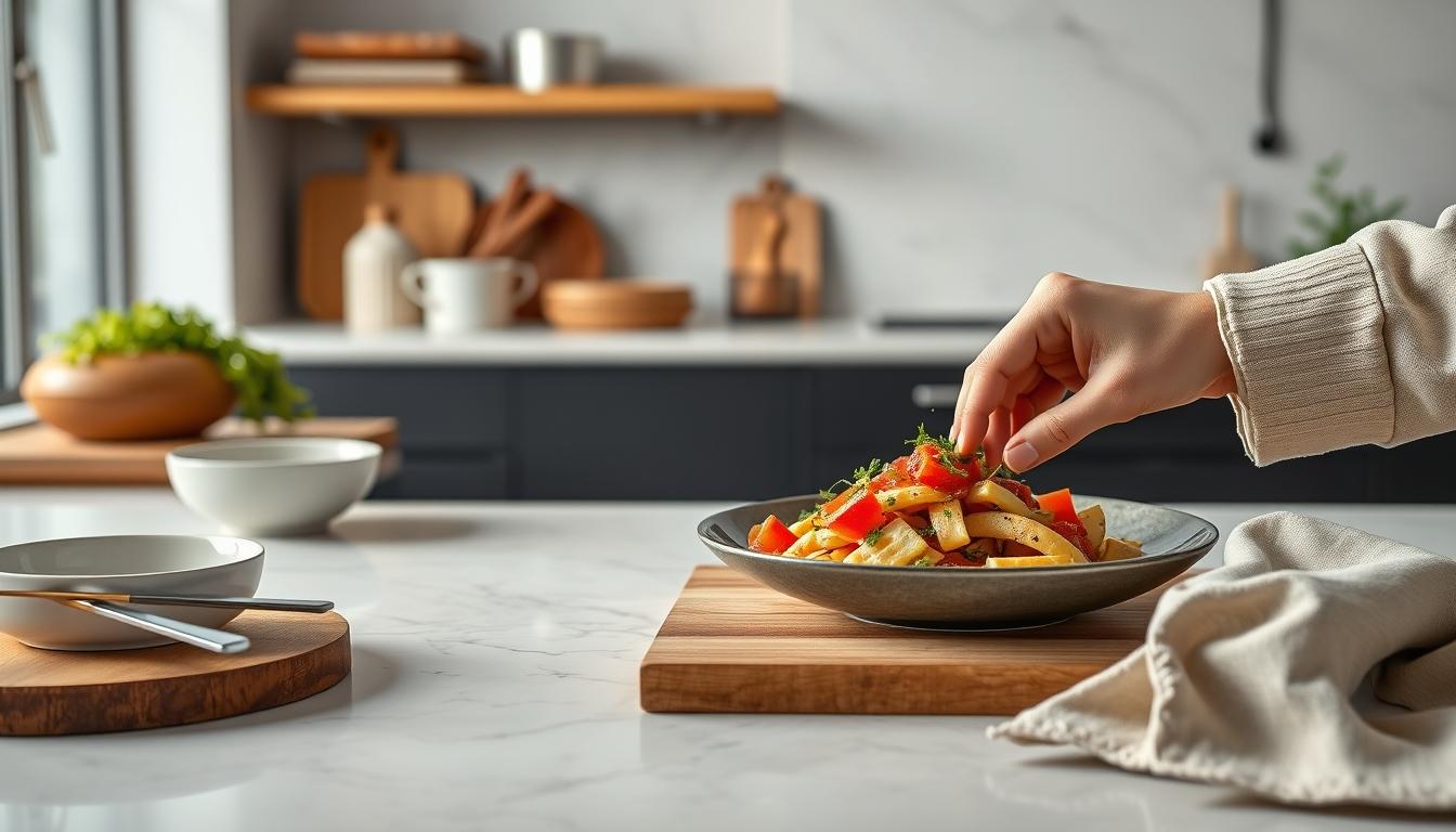Seasonal meal prepared in a home kitchen